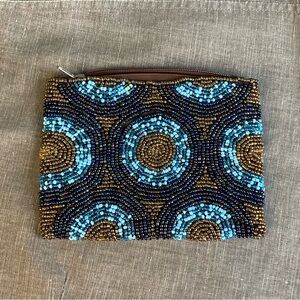 Vintage Handmade Beaded Zip Pouch Bag